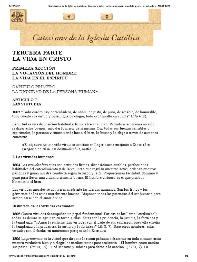 CLASE 6 - Catecismo de La Iglesia Católica | PDF | Prudencia | Fe