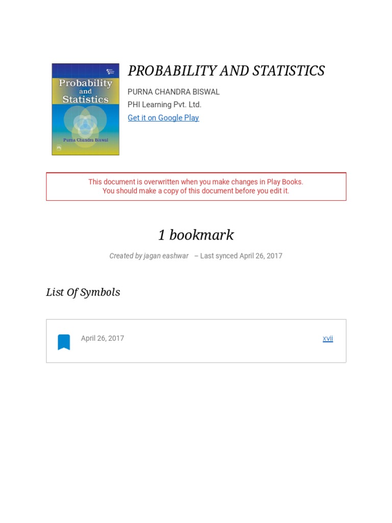 Probability and Statistics Notes PDF | PDF