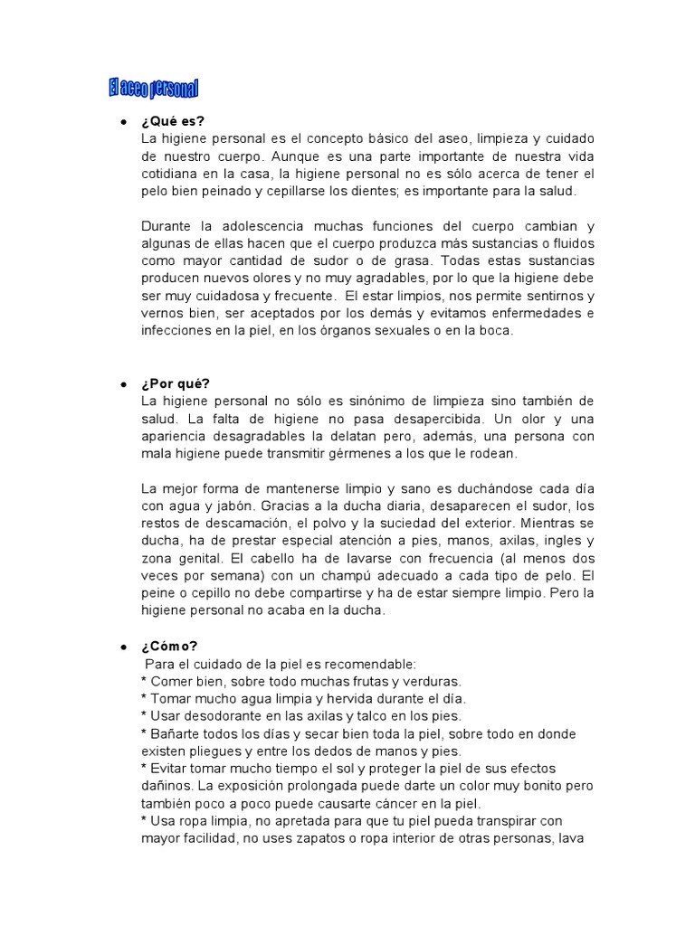 El Aceo Personal | PDF | Higiene | Pelo