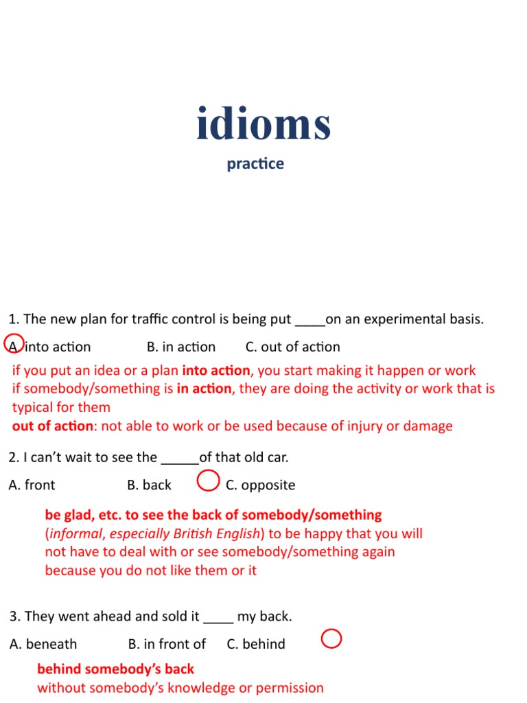 Idioms: Practice | PDF | Language Arts & Discipline | Foreign Language ...