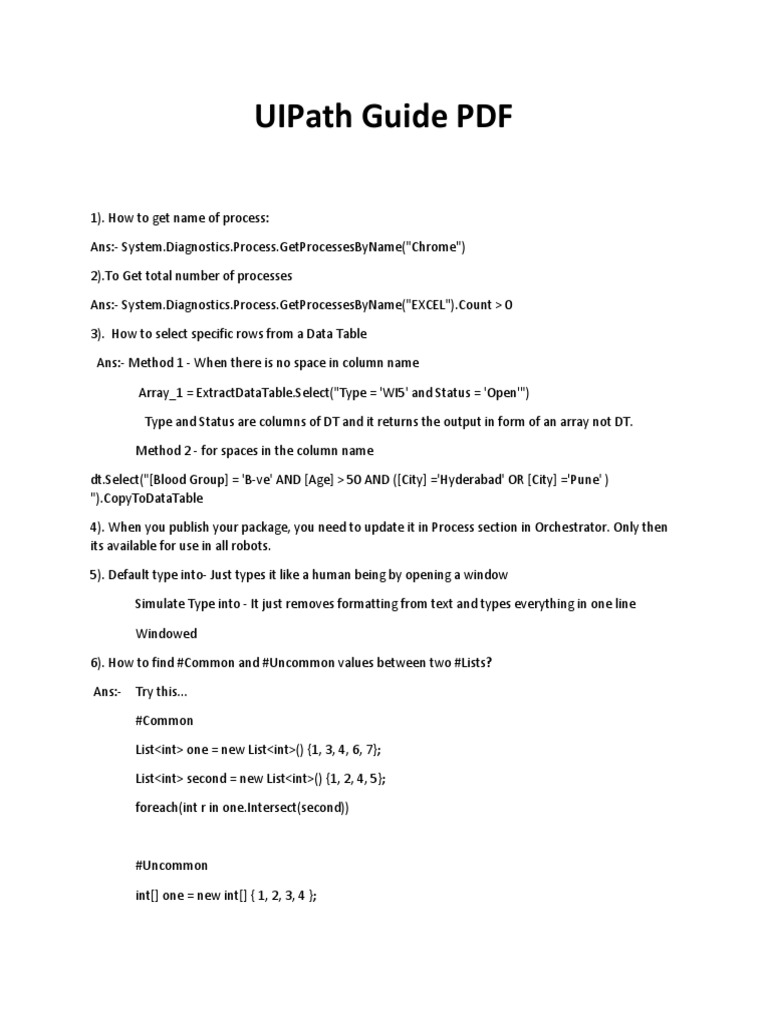 UiPath Process & DataTable Guide | PDF | Microsoft Excel | String ...
