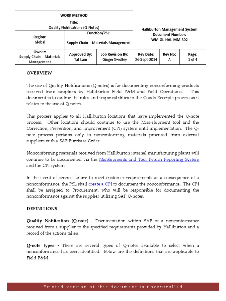 SAP Quality Notifications Process | PDF | Supply Chain | Business ...