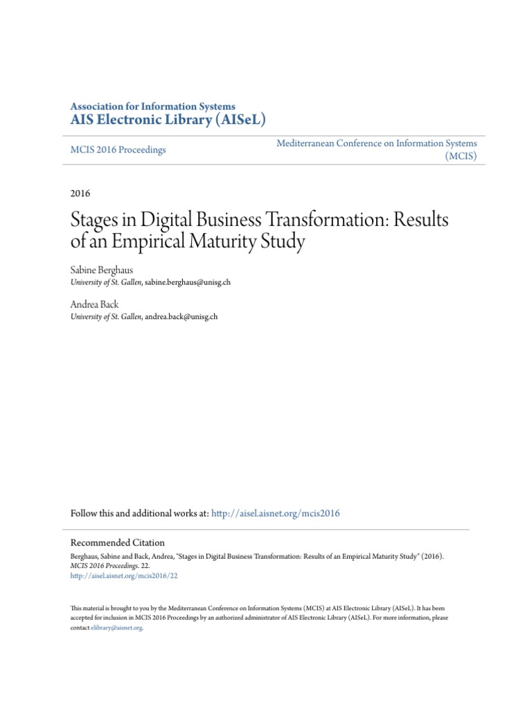 Stages of Digital Business Transformation | PDF | Innovation ...