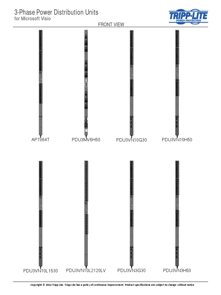 Tripp Lite 3phase Power Distribution Units PDUs Stencil For Visio PDF