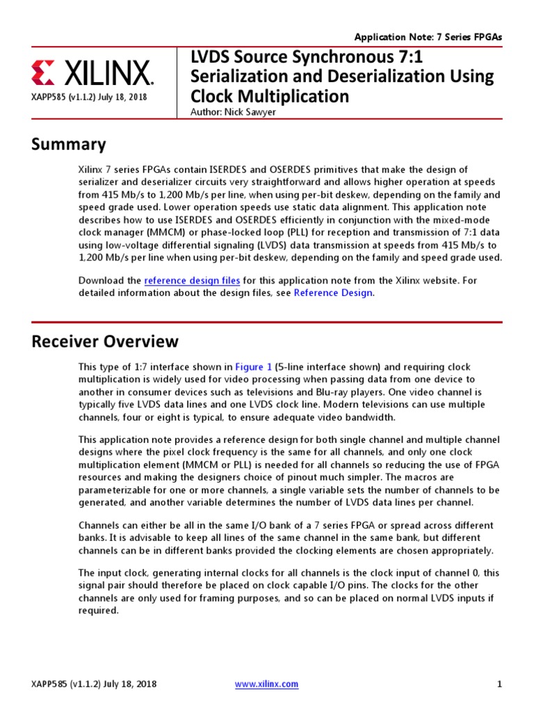LVDS Source Synchronous 7:1 Serialization and Deserialization Using ...