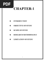 Chapter-1: Objective of Study Scope of Study Research Methodology Limitation of Study