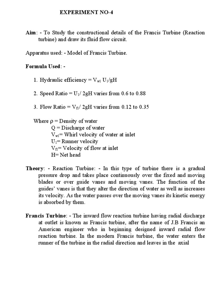 Study of Francis Turbine | PDF | Turbine | Turbomachinery