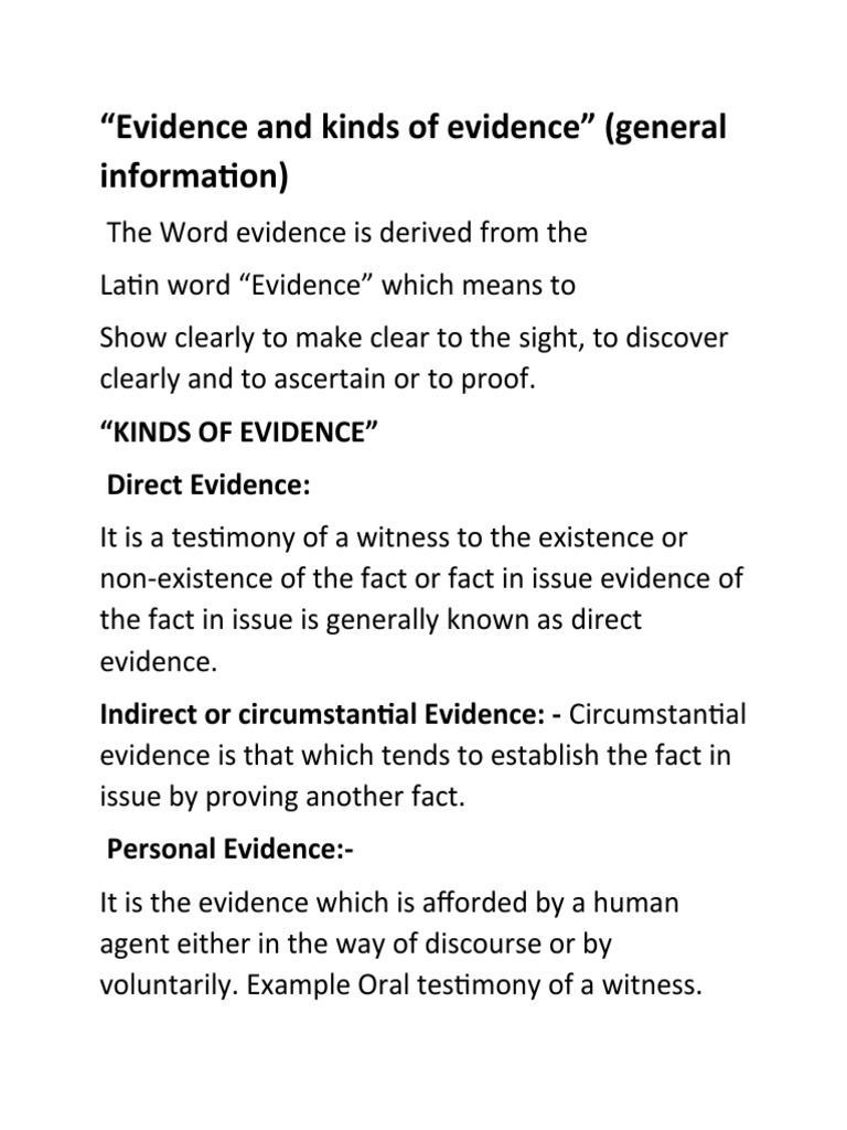 Types of Evidence Explained | PDF