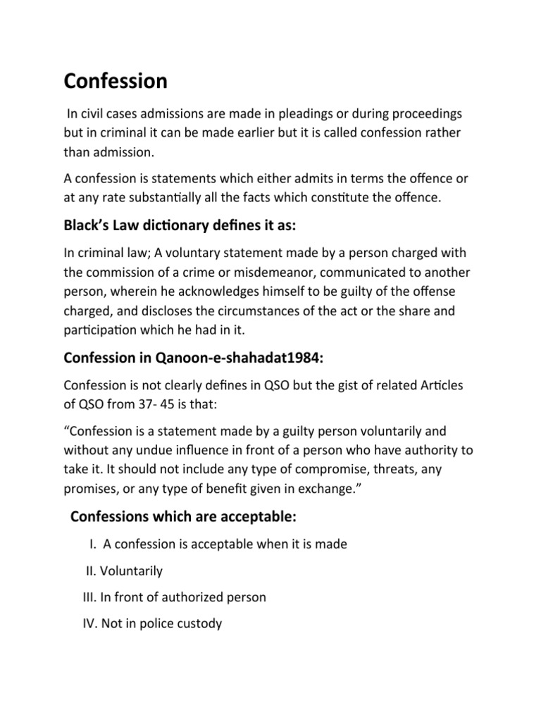 Types and Admissibility of Confessions | PDF | Confession (Law) | Arrest