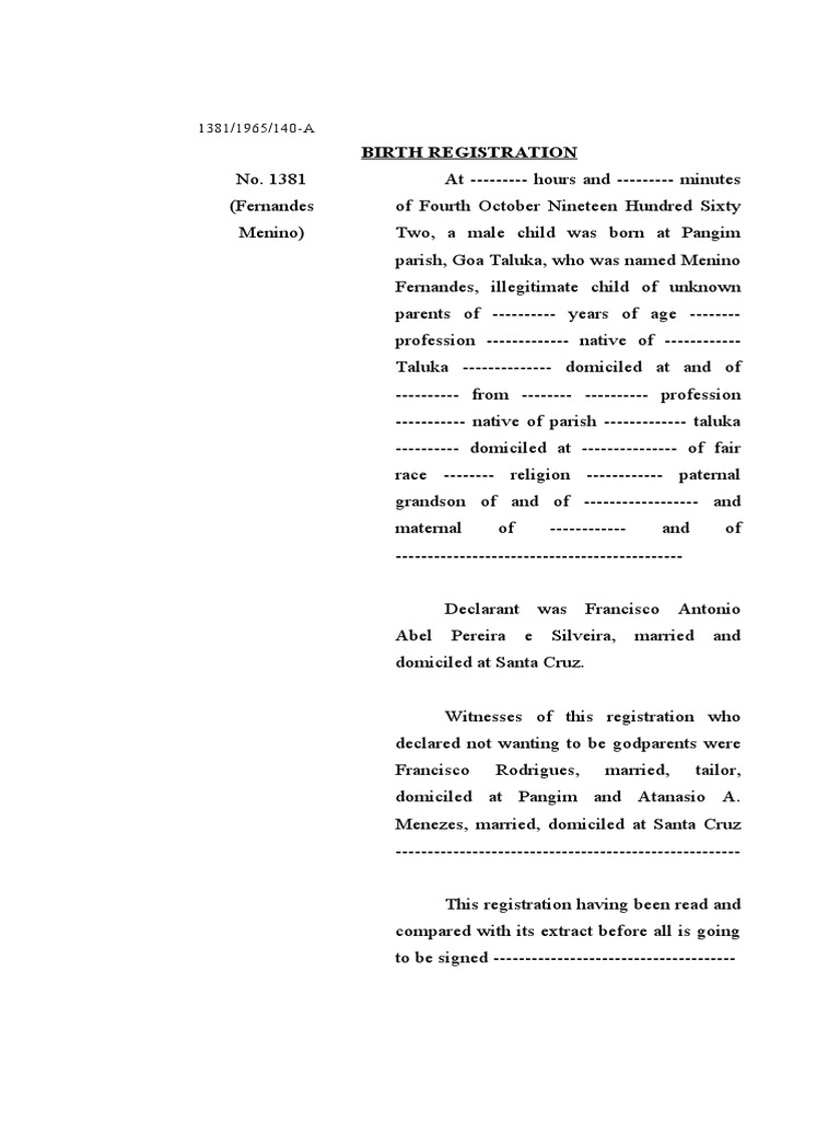 Birth Registration | PDF