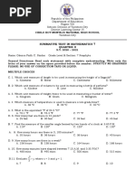 Summative Test in Mathematics 7 Quarter Ii