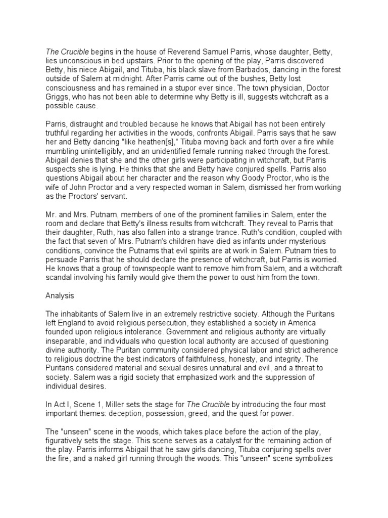 The Crucible Begins in The House of Reverend Samuel Parris, Whose