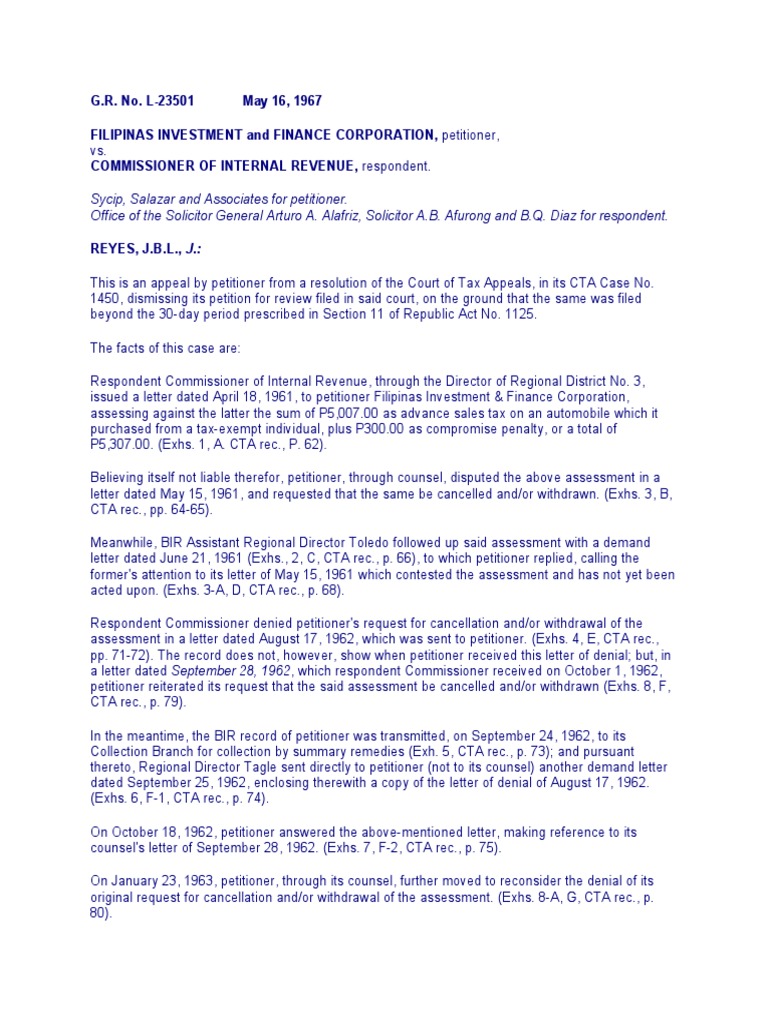 Filipinas Investment vs. CIR PDF United States Tax Court Internal