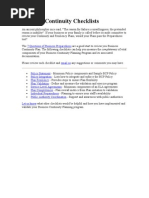 Business Continuity Checklists