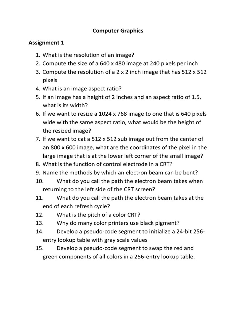 Assignment 1 Computer Graphics | PDF | Computer Graphics | Graphics