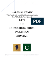 The Diana Award List of Honourees From Pakistan 2019-2021