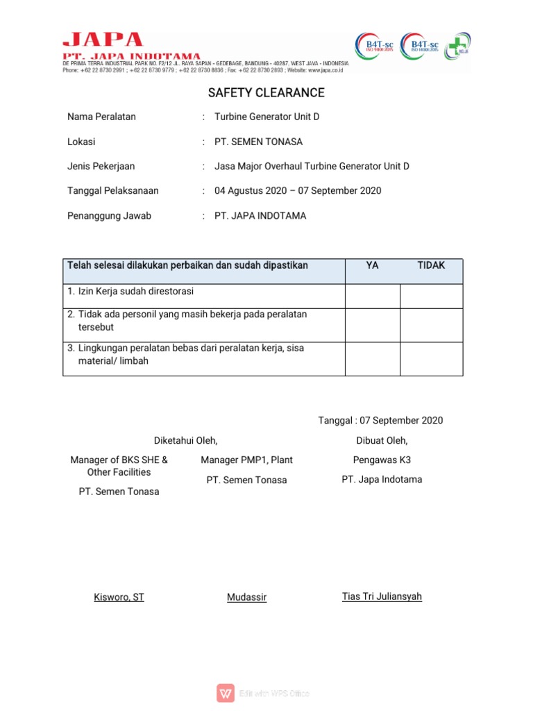Safety Clearance PDF