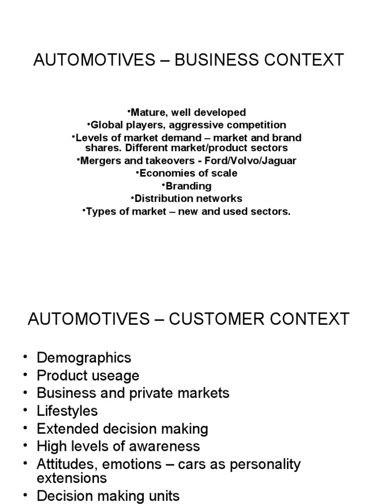 Automotive Industry Analysis Overview | PDF | Business | Finance ...