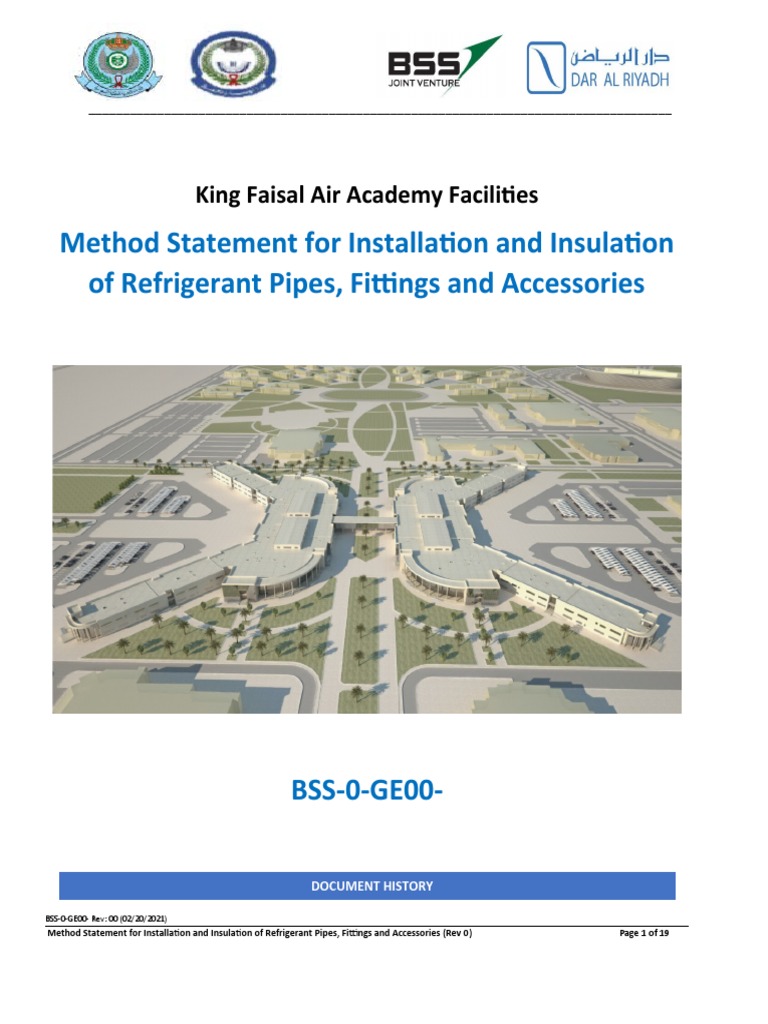 Method Statement For Installation and Insulation of Refrigerant Pipes