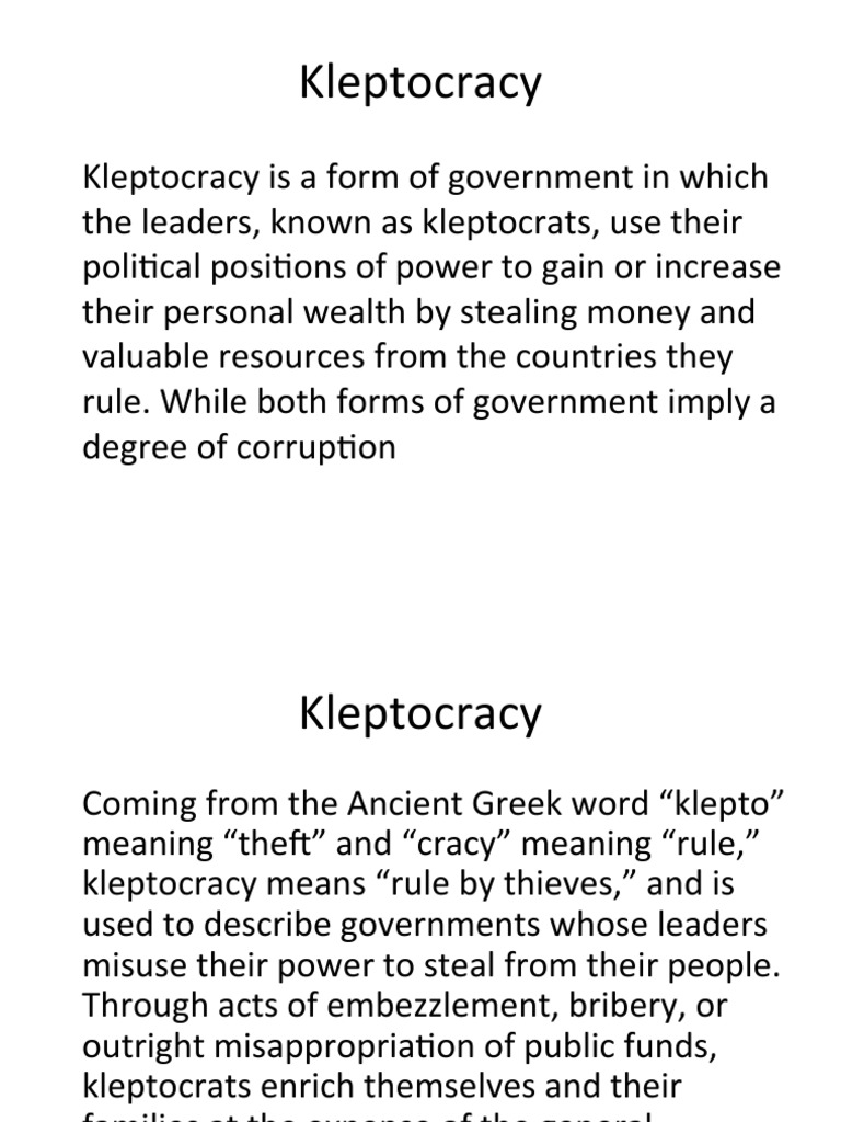 Week 4-Kleptocracy And Plutocracy | Pdf | Plutocracy | Policy