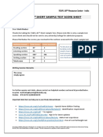 Toefl Ibt® Short Sample Test Score Sheet: Sections Scored Total Score Score Received