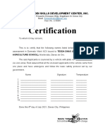 Certification: Fremarobi Skills Development Center, Inc