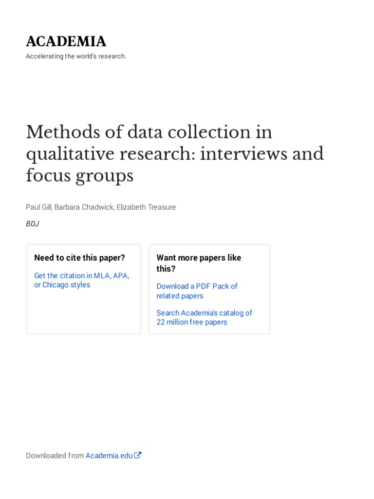 Methods of Data Collection in Qualitative Research: Interviews and ...