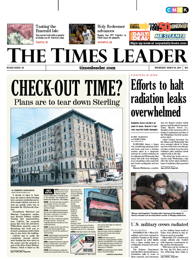 Wilkes-Barre Times Leader 3-16 | PDF | Timeline Of The Fukushima Daiichi  Nuclear Disaster | Nature