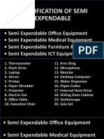 Classification of Semi-Expendable Equipment