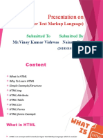 HTML (Hyper Text Markup Language) : Presentation On
