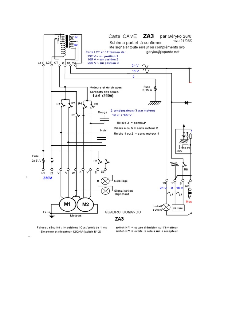 Schéma Électrique Carte CAME ZA3 PDF Infrarouge Métrologie — free download
