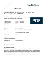 Programme Specification MSC Energy and Sustainability With Electrical Power Engineering (2019-20)