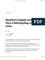 Southern Copper Wins Bid For Peru's Michiquillay Copper Mine - S&P Global Market Intelligence