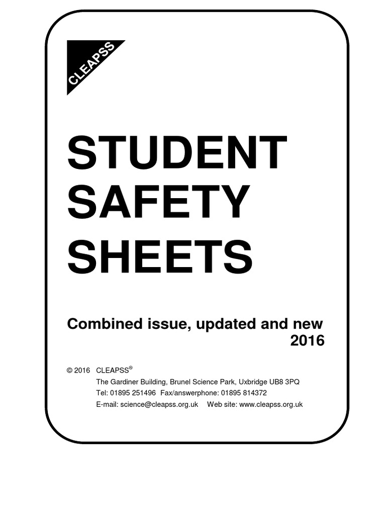 CLEAPPS Student Safety Sheets | PDF | Risk Assessment | Ammonia