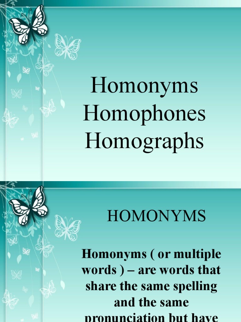 Understanding Homonyms and More | PDF