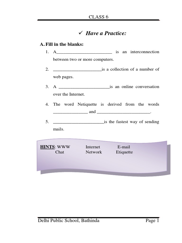 Class 6 Internet Basics Quiz | PDF