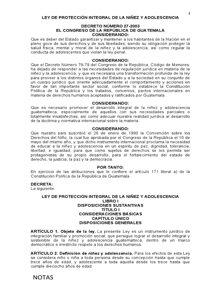 Ley de Protección Integral de La Niñez y Adolescencia | PDF | Adopción ...