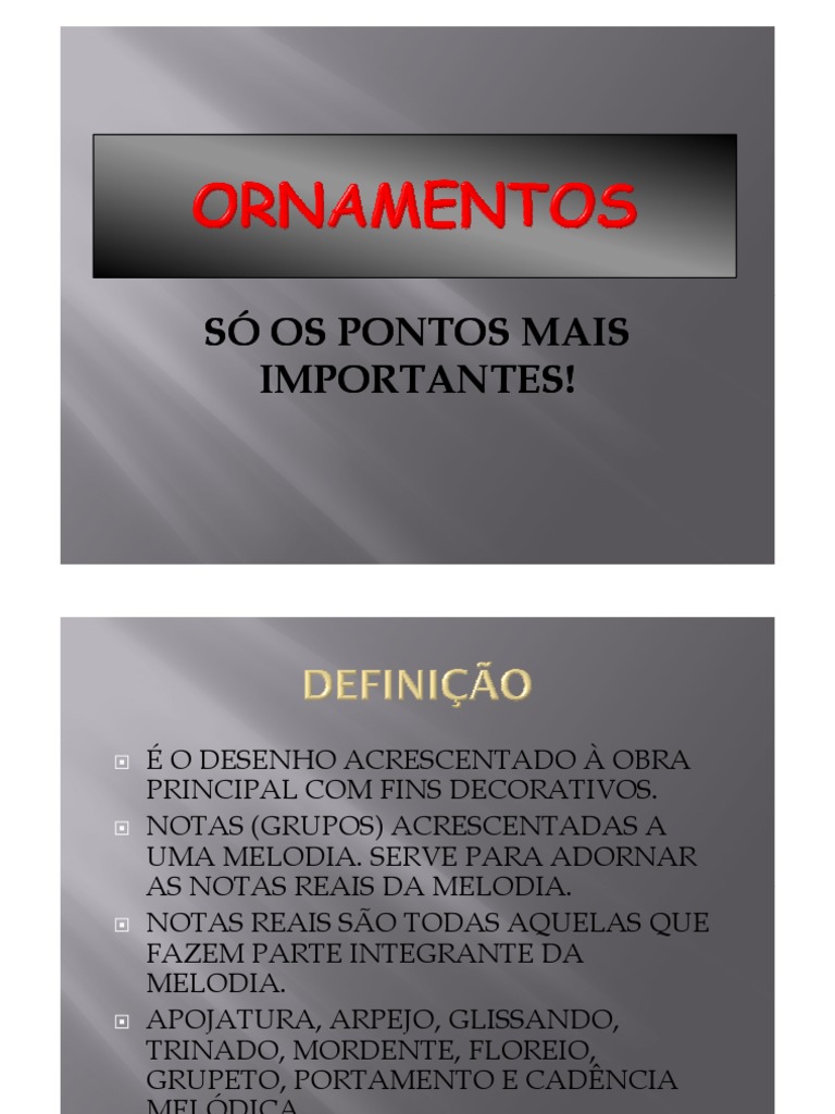 Ornamentos Resumo | PDF | Teoria da Música | Elementos da música