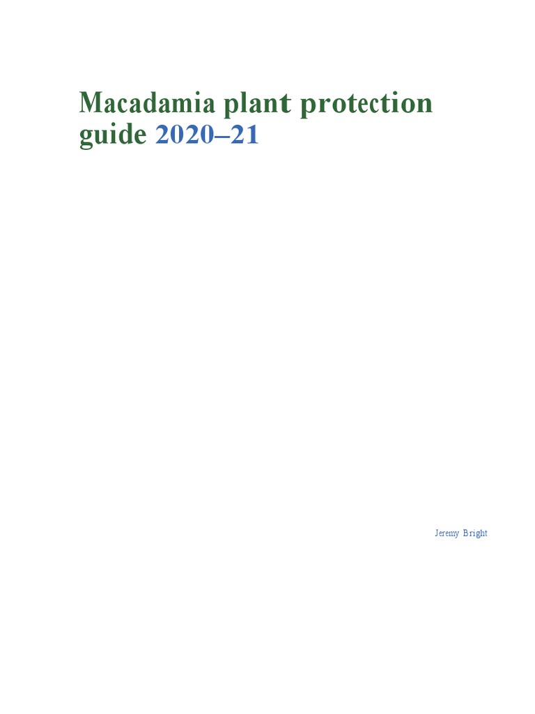 Macadamia Plant Protection Guide 2020 PDF Pesticide Pest