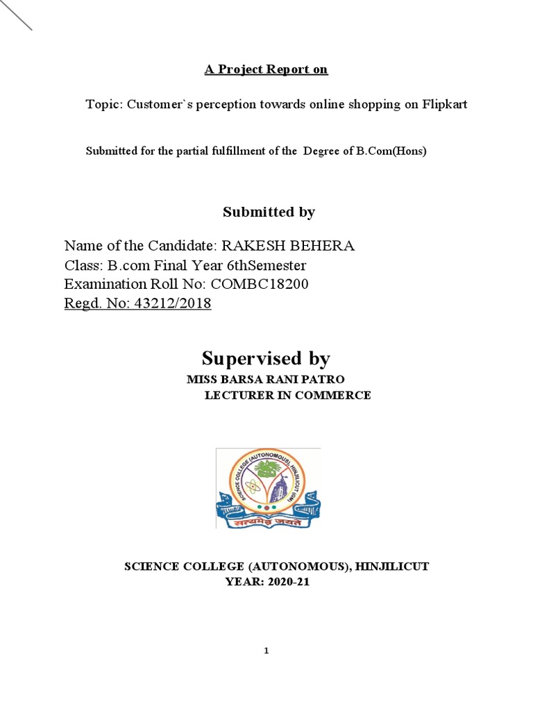 Project Report On Flipkart Pdf Online Shopping Consumer Behaviour