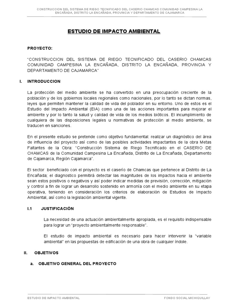 Estudio de Impacto Ambiental Final | PDF | Riego | Evaluación de ...