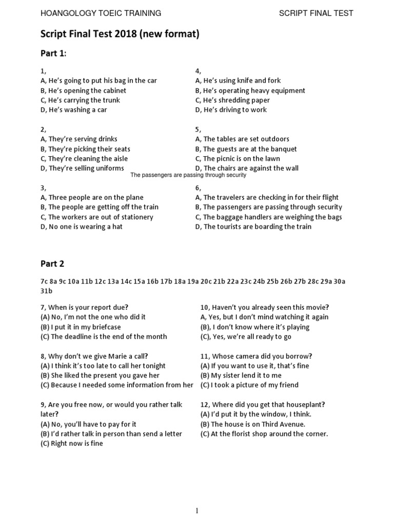 TOEIC Training: Final Test Script | PDF | Business