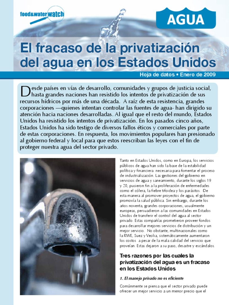 El Fracaso de La Privatización Del Agua en Estados Unidos | PDF ...