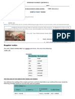 Worksheet in Grade 7 Simple Past Tense