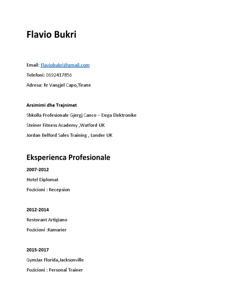 Flavio Bukri: Personal Trainer Profile | PDF | Career & Growth | Business