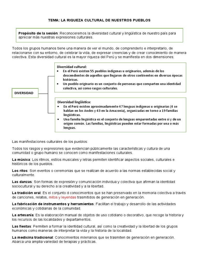 Riqueza Cultural del Perú y su Diversidad | PDF | Diversidad cultural ...