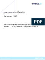 Mark Scheme (Results) Summer 2016: GCSE Computer Science (1CP0/01) Paper 1: Principles of Computer Science