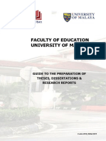 Faculty of Education University of Malaya: Guide To The Preparation of Theses, Dissertations & Research Reports