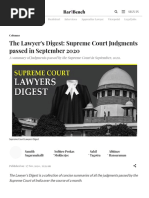 The Lawyer's Digest: Supreme Court Judgments Passed in September 2020