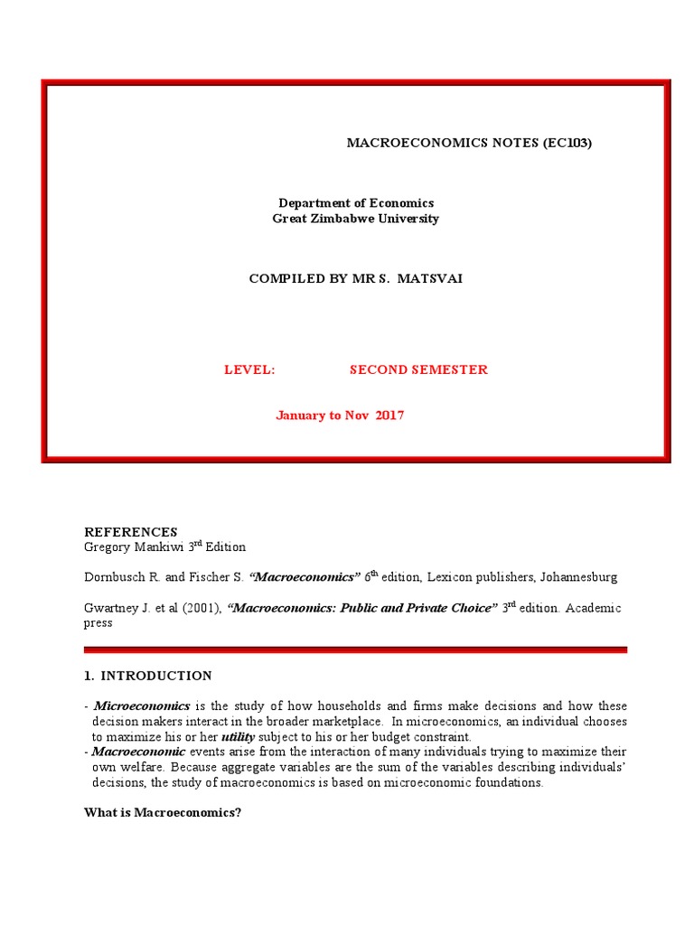 MACRO 1 Notes | PDF | Inflation | Gross Domestic Product